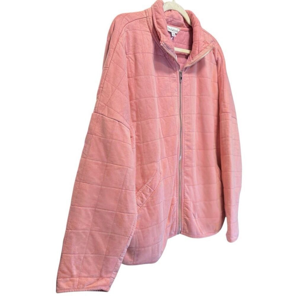 Dusty Rose Pink Quilted Zip Up Dropped Shoulder Jacket Large NEW - Davi & Dani - Picture 4 of 11